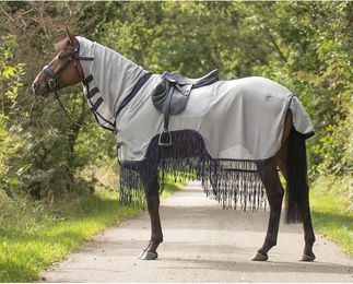 Produktbild von QHP Fliegenausreitdecke mit Fransen aus Polyester in Grau Größe 165