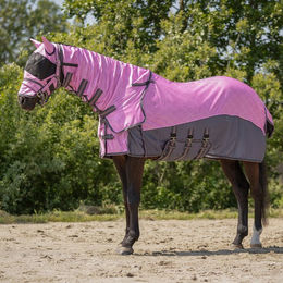 QHP Fliegendecke Collection mit Hals und Haube aus Mesh-Gewebe Cherry Pink 120 cm – Bild 1 von 4
