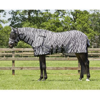 Produktbild von QHP Fliegendecke für Pferde mit Halsabdeckung und Haube in Zebra Optik 115 cm
