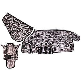 QHP Fliegendecke für Pferde mit Halsteil und Haube in Zebra Optik 125 cm – Bild 1 von 8