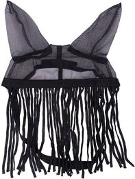 QHP Fliegenfransen mit Ohrenschutz und Kehlriemen Schwarz für Vollblut aus Polyester - 1 Stk. – Bild 1 von 4