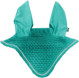 QHP Fliegenhaube Cali Ohrhaube mit Strass in Türkis für Ponys – Bild 1 von 2