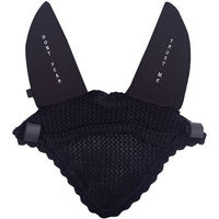 Produktbild von QHP Fliegenhaube Don't Fear, Trust Me für Vollblut in Schwarz aus Baumwolle mit Klettverschluss