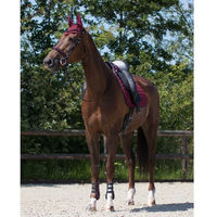 Produktbild von QHP Fliegenhaube Florence für Ponys in Navy Blau gehäkelt mit Elastan-Ohren