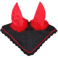 Produktbild von QHP Fliegenhaube Teufel Halloween für Ponys in Schwarz-Rot aus Polyester