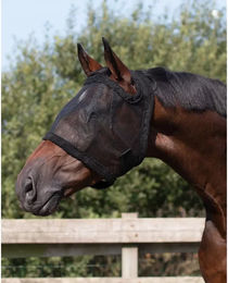 QHP Fliegenmaske für Pferde ohne Ohrenschutz Schwarz Warmblut – Bild 1 von 5