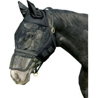 Produktbild von QHP Fliegenschutzmaske für Pferde mit abnehmbarem Nasenschutz in Schwarz Größe Pony