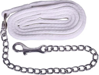 QHP Führleine mit Kette aus Polyester in Weiß 200 cm - 2 m – Bild 1 von 3