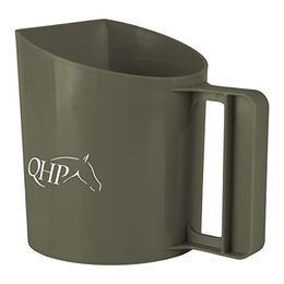 Produktbild von QHP Futterschaufel aus Kunststoff mit Henkel und flacher Seite olivgrün 1,0 Liter