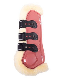 QHP Gamaschen Ontario für Warmblut mit Fellimitatfutter in Dusty Cedar – Bild 1 von 2