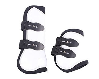 QHP Gamaschen-Set für Ponys mit Neoprenfutter in Weiß – Bild 1 von 5