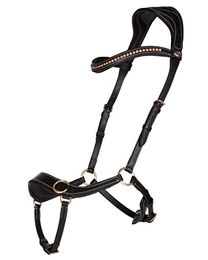 QHP Gebisslose Leder Trense Anatomical für Shetty in Schwarz – Bild 1 von 2