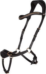 QHP Gebisslose Leder Trense Anatomical für Vollblut in Schwarz – Bild 1 von 3