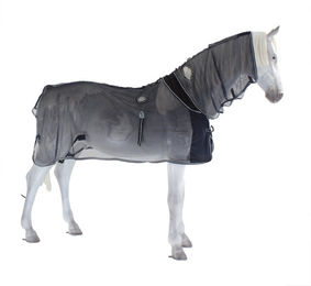 QHP Geschirr-Fliegendecke mit Halsteil aus Polyester in Blau 80/110 cm – Bild 1 von 3