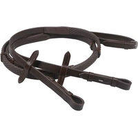 Produktbild von QHP Gummizügel für Ponys in Braun mit Stegen und Blindschnallen - 1 Stk.