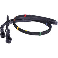 Produktbild von QHP Gurtzügel aus Leder mit farbigen Stoppern für Warmblut in Schwarz