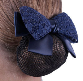 QHP Haarschleife Lace aus Spitze und Satin für Damen in Schwarz oder Blau – Bild 1 von 4