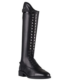 QHP Hailey Junior Dressur Reitstiefel aus Leder mit Schnürung Schwarz Größe 33 – Bild 1 von 3