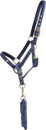 QHP Halfter-Set Lily für Warmblut mit Halfter und Führstrick in Blau – Bild 1 von 2