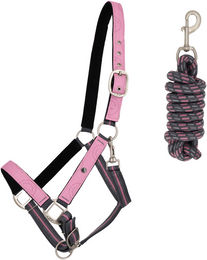 Produktbild von QHP Halfter-Set Turnout Collection aus Polyester in Schwarz oder Rosa