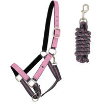 Produktbild von QHP Halfter-Set Turnout Collection aus Polyester in Schwarz oder Rosa
