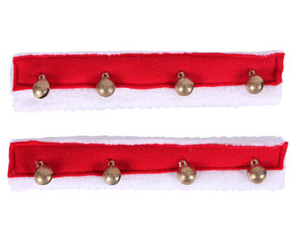QHP Halfterpolster für Pferde Weihnachten aus rotem Fleece mit weißem Plüschrand und Weihnachtsglöckchen – Bild 1 von 3