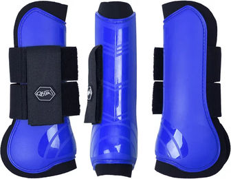 QHP Hartschalen-Gamaschen für Warmblut aus Neopren mit Klettverschluss in Blau – Bild 1 von 2