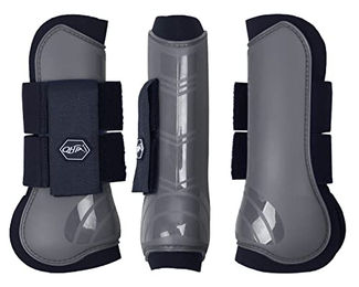 Produktbild von QHP Hartschalen-Gamaschen vorne innen aus Neopren für Ponys in Steel Grey