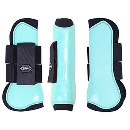 QHP Hartschalen-Gamaschen vorne innen aus Neopren mit Klettverschluss für Warmblut in Ice Green – Bild 1 von 2