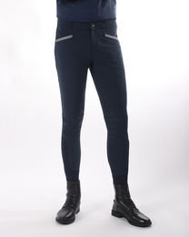 Produktbild von QHP Herren Reithose Olav Halbbesatz Blau aus Polyester für ganzjähriges Reiten