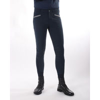 Produktbild von QHP Herren Reithose Olav Halbbesatz Blau aus Polyester für ganzjähriges Reiten