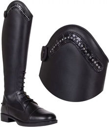 Produktbild von QHP Jaimy Croco Shine Reitstiefel aus Leder für Damen in Schwarz Größe 30/33