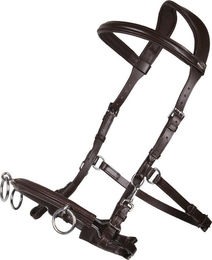QHP Kappzaum aus Leder in Braun für Warmblut – Bild 1 von 3