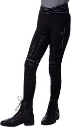 Produktbild von QHP Karley Reithose Legging mit Leg Grip für Mädchen in Schwarz Größe 140