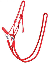Produktbild von QHP Knotenhalfter mit Zügel aus Polyester für Ponys in Blau oder Rot