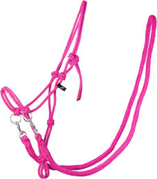 Produktbild von QHP Knotenhalfter mit Zügel aus Polyester in Rosa für Ponys