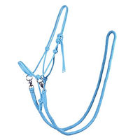 Produktbild von QHP Knotenhalfter mit Zügeln aus robustem 10 mm Seil für Vollblut in Blau