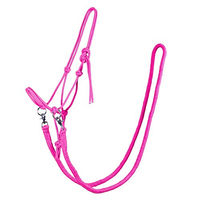 Produktbild von QHP Knotenhalfter mit Zügeln aus robustem Seil für Vollblut in Fuchsia