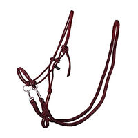 Produktbild von QHP Knotenhalfter mit Zügeln aus robustem Seil für Warmblut in Rot
