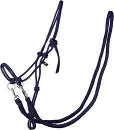 QHP Knotenhalfter mit Zügeln aus Seil für Ponys in Blau – Bild 1 von 2