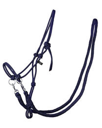 Produktbild von QHP Knotenhalfter mit Zügeln aus Tau in Navy Blau