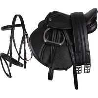 Produktbild von QHP Komplettes Pony Sattel-Set aus Kunstleder in Schwarz Blau oder Rosa