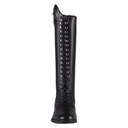 QHP Leder Reitstiefel Hailey Junior Kids Schwarz Grösse 36 EU – Bild 1 von 6