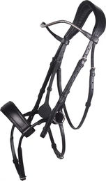 QHP Ledertrense Sedna für Ponys in Schwarz mit Gelpads und anatomischem Genickstück – Bild 1 von 3