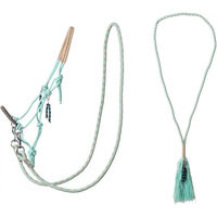 Produktbild von QHP Liberty Knotenhalfter Kombi mit Zügeln und Halsriemen für Warmblut in Ice-Green