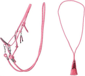 QHP Liberty Knotenhalfter Kombi Set für Warmblut in Flamingo Pink – Bild 1 von 7