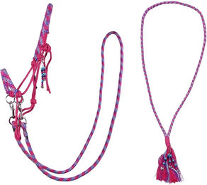 QHP Liberty Knotenhalfter Set aus Seil für Shettys in Rosa – Bild 1 von 2