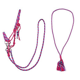 Produktbild von QHP Liberty Set Knotenhalfter mit ABN Zügeln und Halsseil für Kaltblut in Fuchsia Rosa