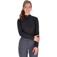 Produktbild von QHP Livora Reit-Polohemd für Damen mit langen Ärmeln Schwarz Winter