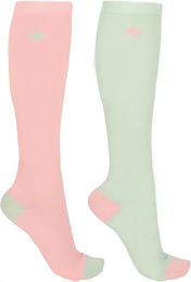 QHP Lucky Start Reitsocken für Mädchen aus Nylon in Grün und Rosa – Bild 1 von 1